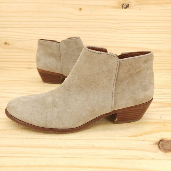 Sam Edelman Petty Women's Booties Sz 6.5 Gray Suede Stacked Heel Ankle Boots - Picture 1 of 11